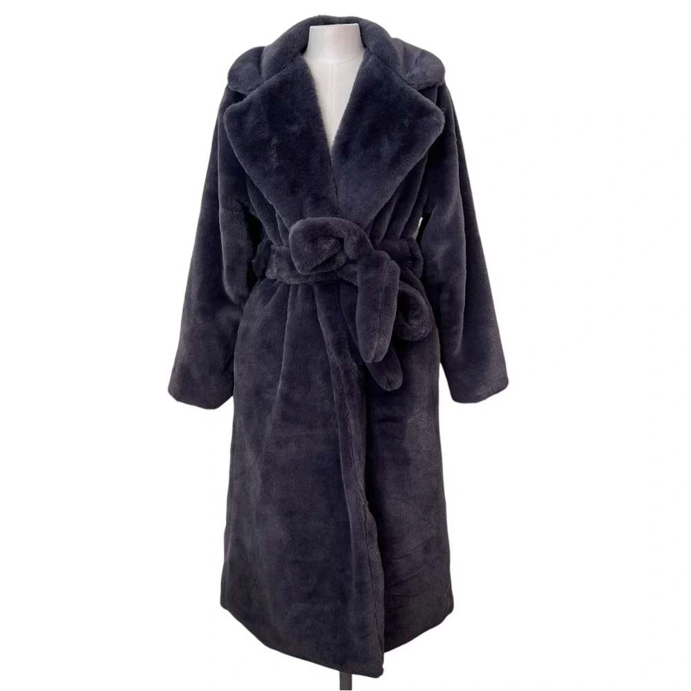 Apparis Faux Fur Grey Mona Coat size Small - Picture 3 of 16